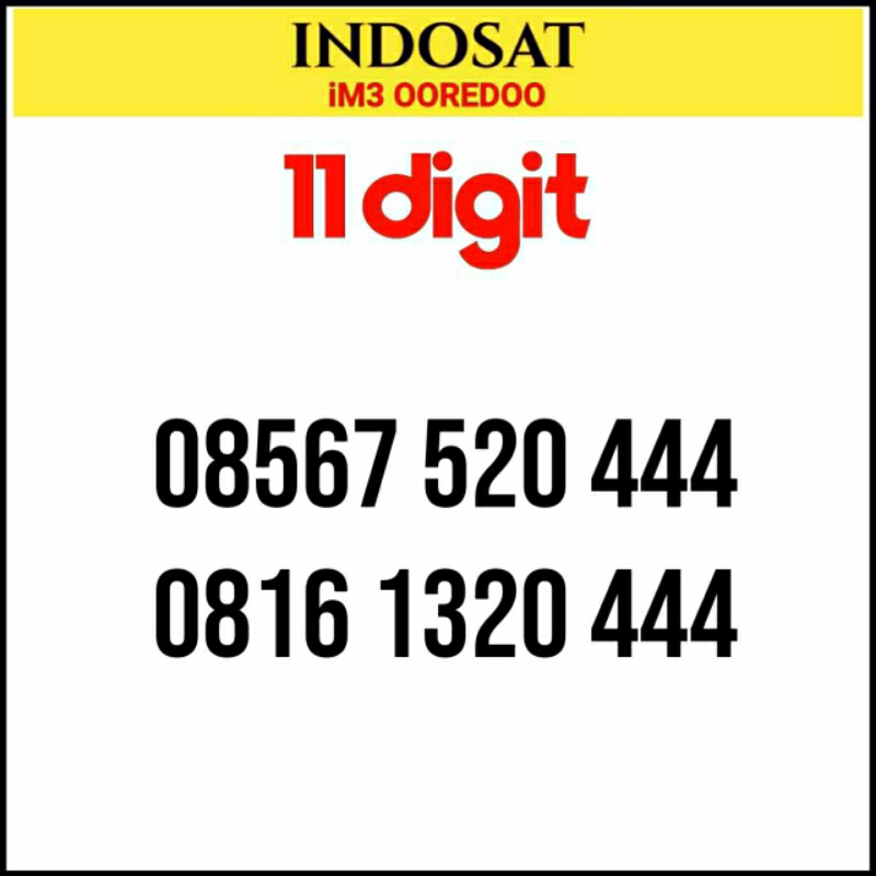 Nomor cantik 11 digit Indosat IM3 Ooredoo rapi