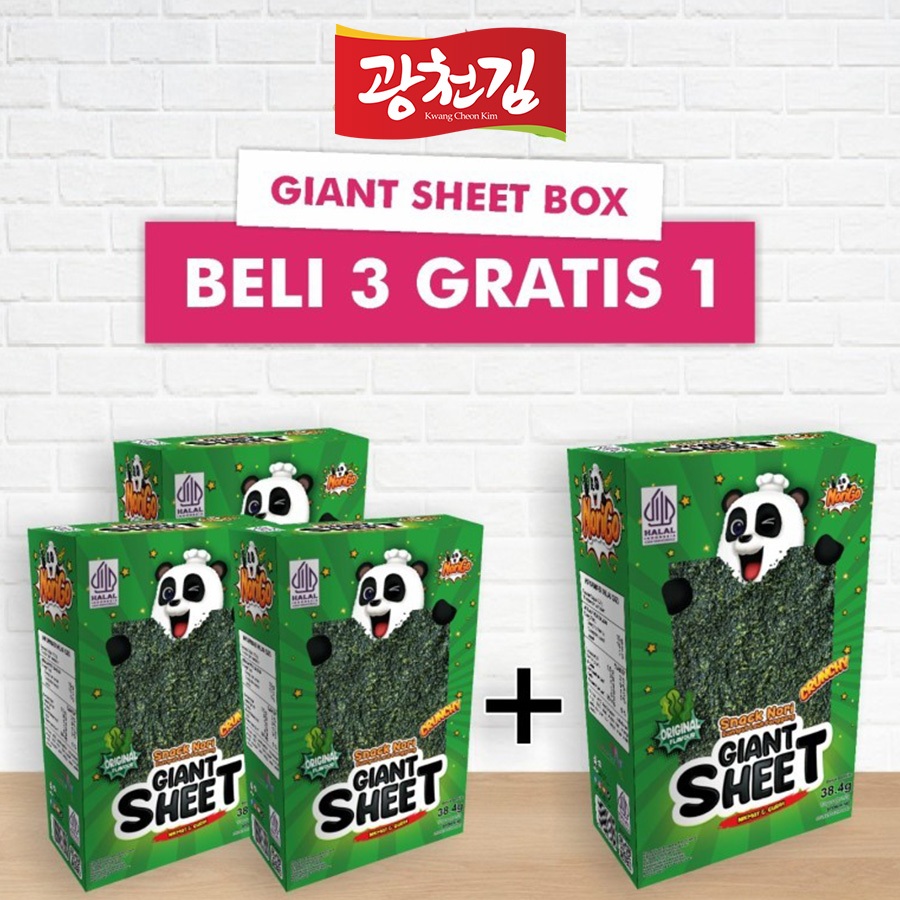 

[BELI 3 GRATIS 1] Norigo / Snack Nori Giant Sheet 1 Box isi 12 Pcs / Snack Rumput Laut 38.4g