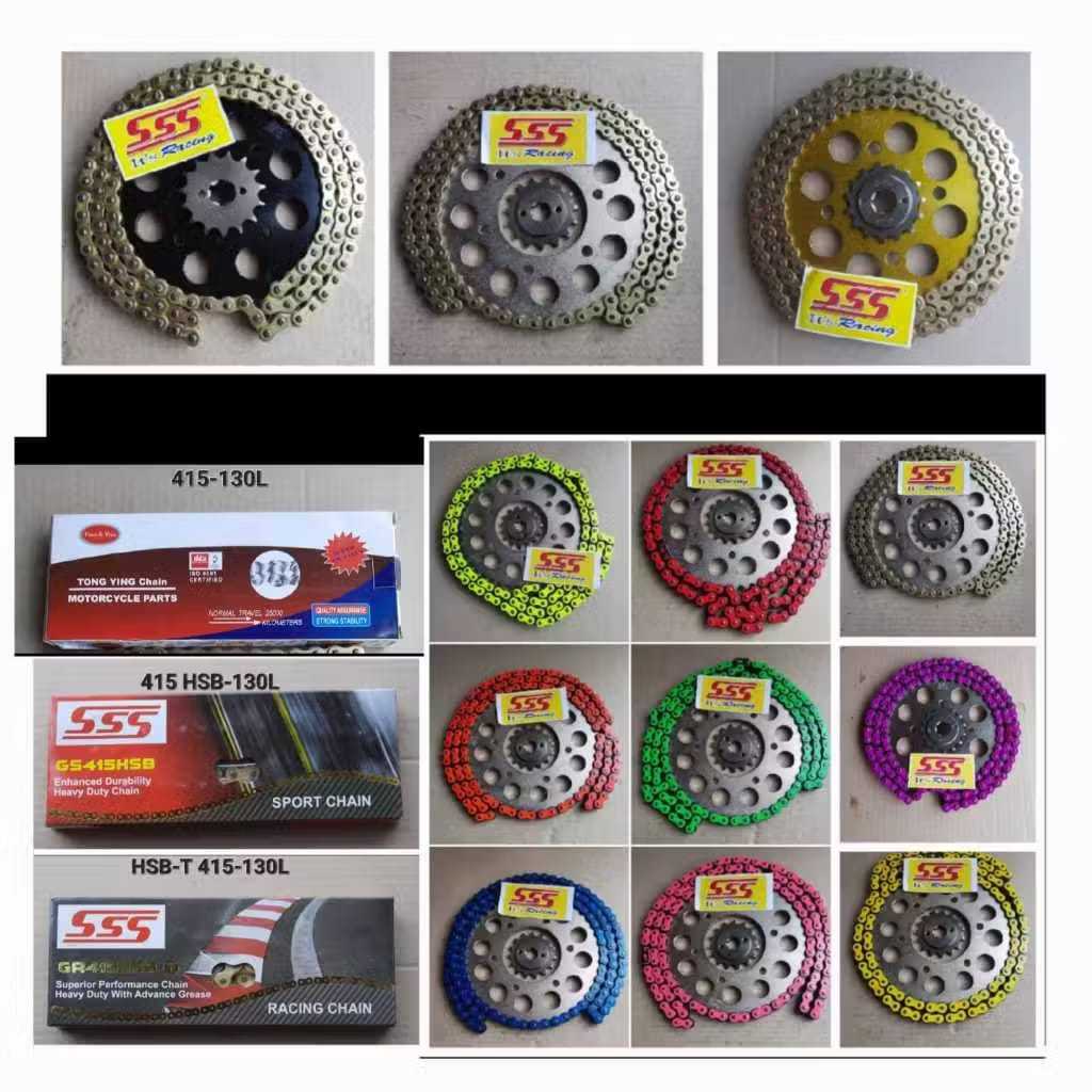 GEAR GIR SET SSS RACING 415H RANTAI WARNA ALL SERIES MOTOR RXZ VIXION RX KING JUPITER Z  VEGA FIZ-R 