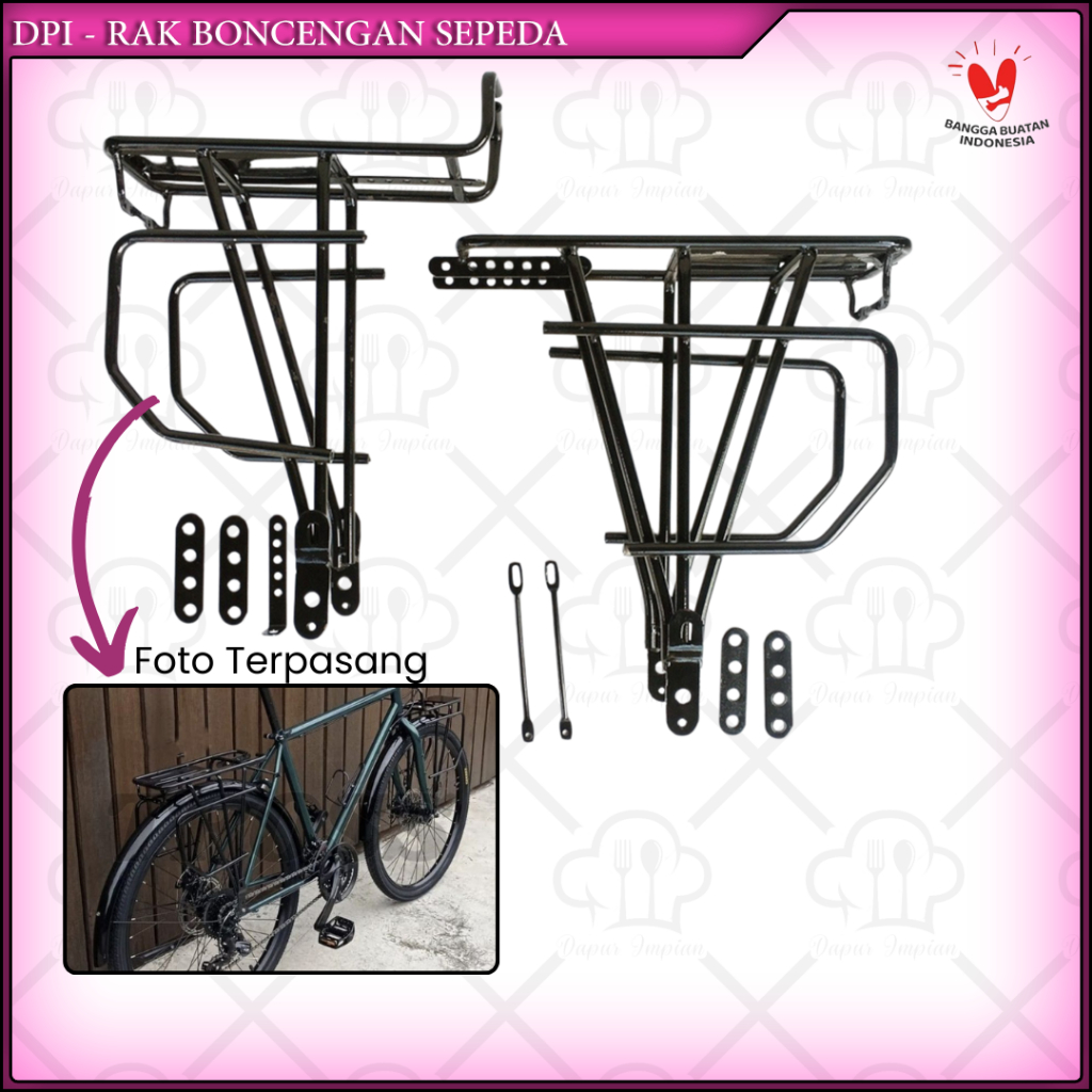 Rack Pannier Rak Sepeda Touring Bagasi Touring Depan Belakang Bahan Besi Hitam Sepeda MTB Federal Mi