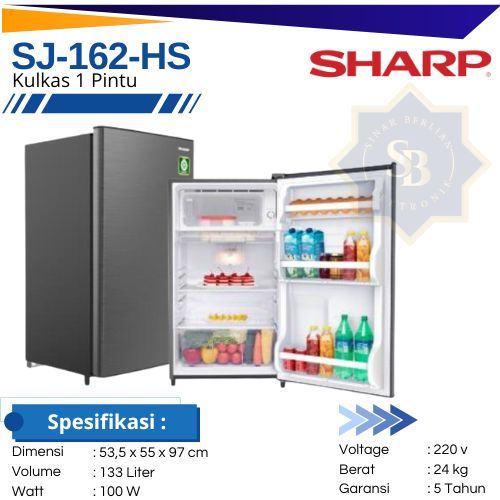 SHARP - SJ-N162NHS - Kulkas 1 Pintu, Dark Silver