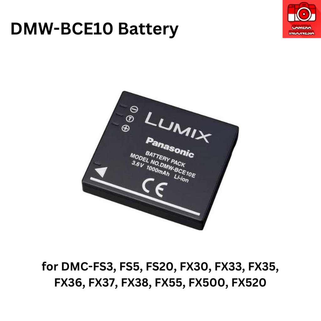 T2T Baterai DMW-BCE10 CGA-S008 Kamera Lumix DMC-FS3, FS5, FS20, FX30, FX33, FX35, FX36, FX37, FX38,