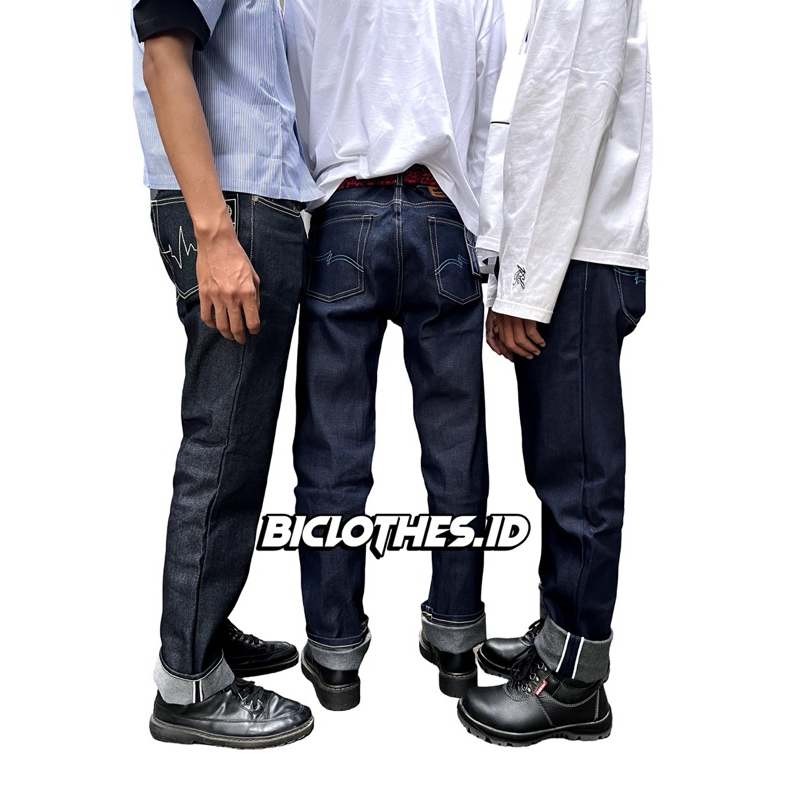 Denim Selvedge Black Indigo 16oz - Celana Denim Selvedge Shelstich Black Indigo