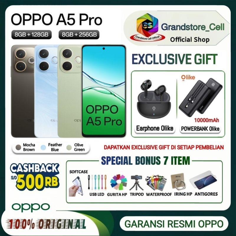 OPPO A5 PRO RAM 8/128GB l OPPO A5 PRO RAM 8/256GB GARANSI RESMI OPPO INDONESIA