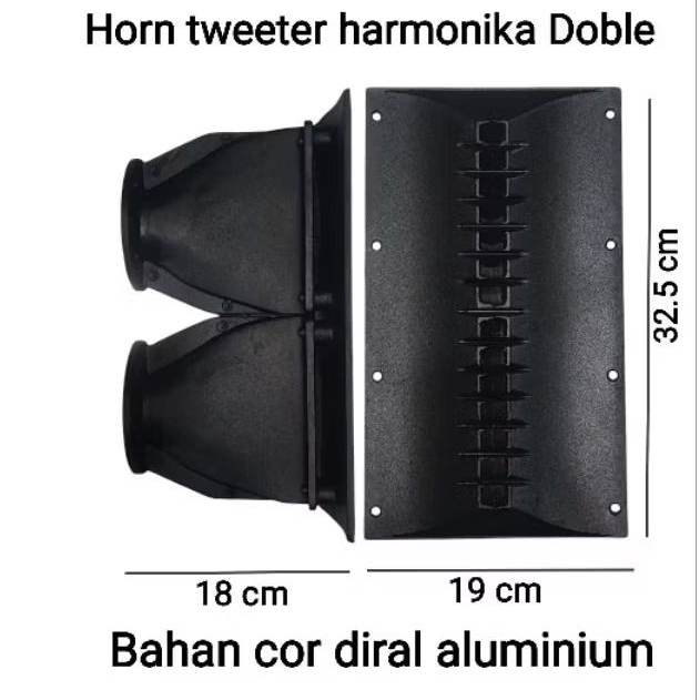 HORN TWETER HARMONIKA DOBLE UNTUK 12 INCH UKURAN 19X32.5 cm BAHAN COR DIRAL ALUMINIUM