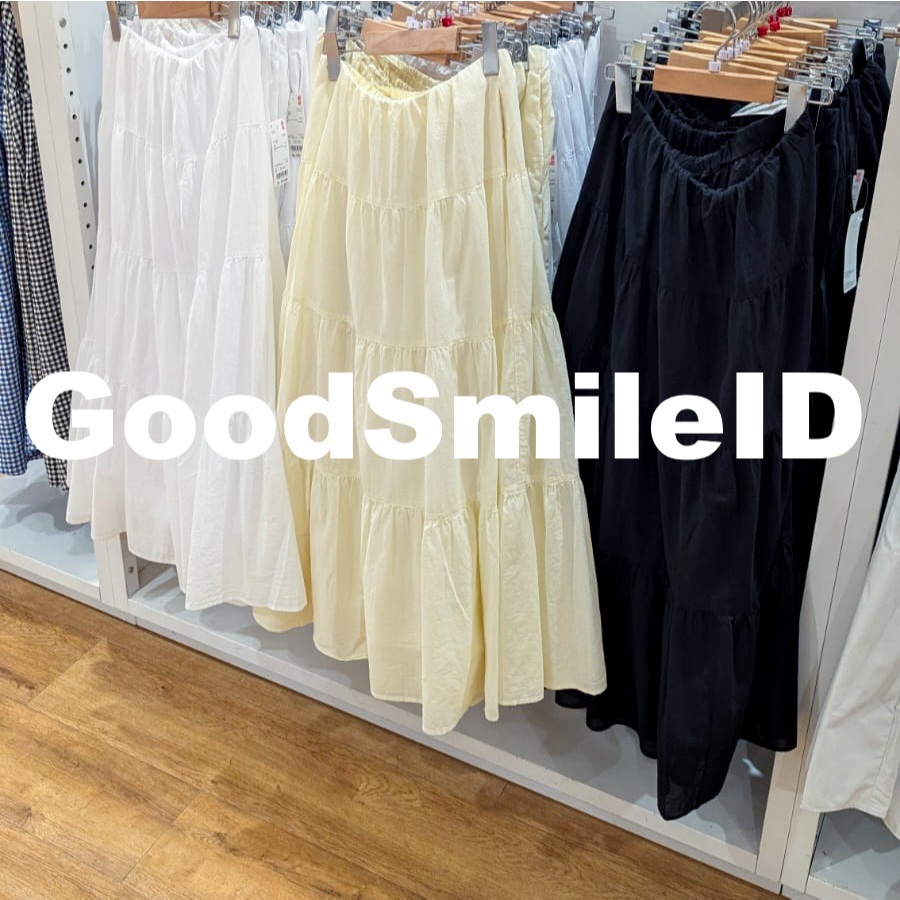 SALE Women Rok Panel (Rok Ruffle) Katun Kerut Crinkle Cotton Tiered Long Skirt Wanita  JASTIP UNIQLO