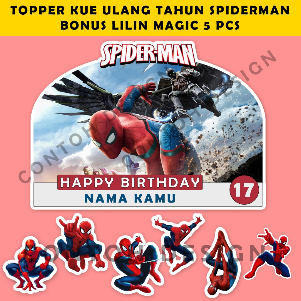 [COD] Topper Kue Ulang Tahun Spiderman Bonus 5 Lilin | Dekorasi Kue Ulang Tahun Anak Spiderman