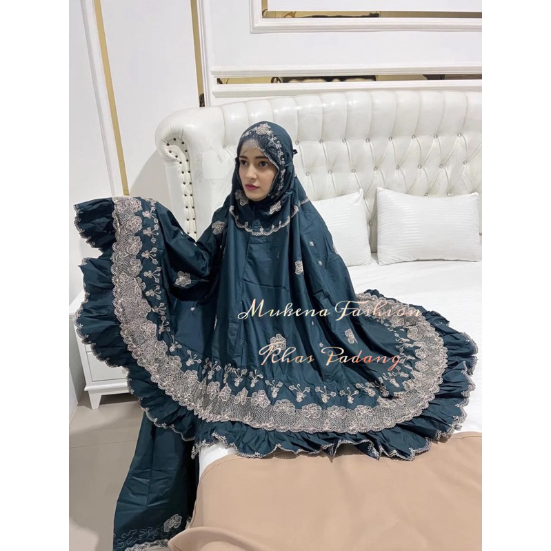 Mukena Bordir Rimpel Padang Bukittinggi Warna Navy
