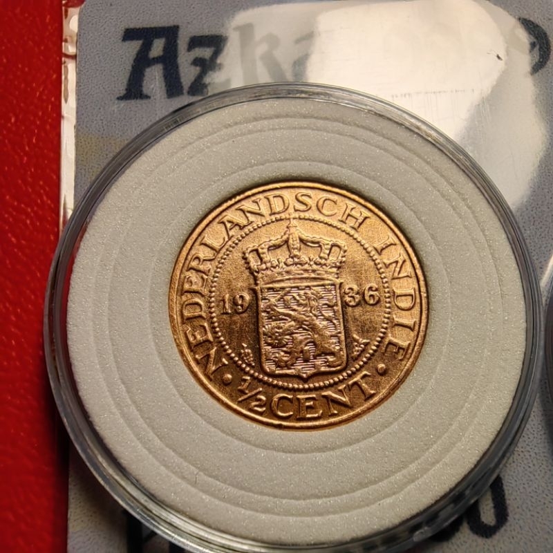 1/2 cent benggol tahun 1936 sudah di kemas pelindung koin asli