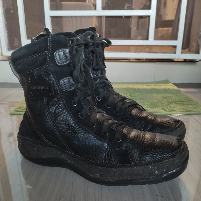 MERRELL Caliber Outdoor Waterproof Mid Boots Black Leather Authentic Original Size 45 Insole 28-29 C