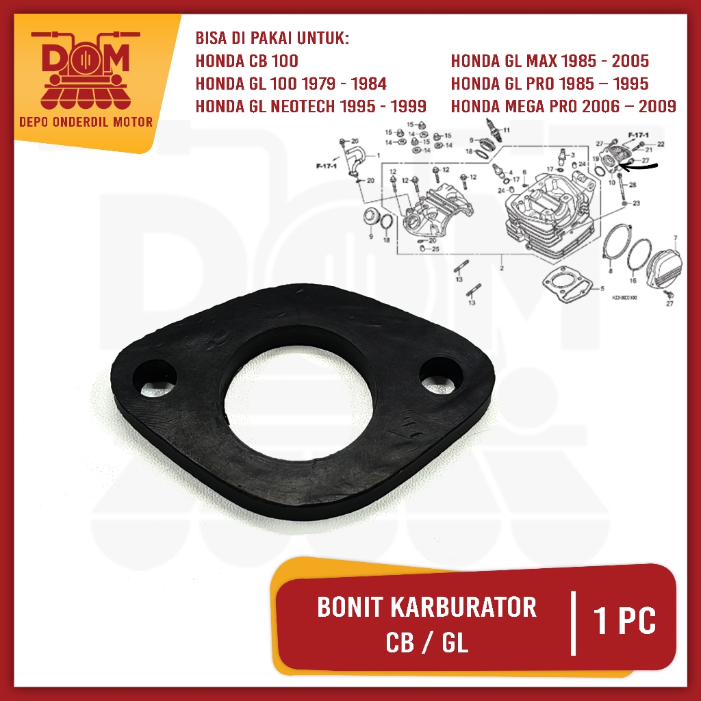 Bonit Karburator CB (PSP) Ebonit Manipol Fiber Insulator Karbu HONDA CB GL 100 GL MAX GL PRO NEOTECH