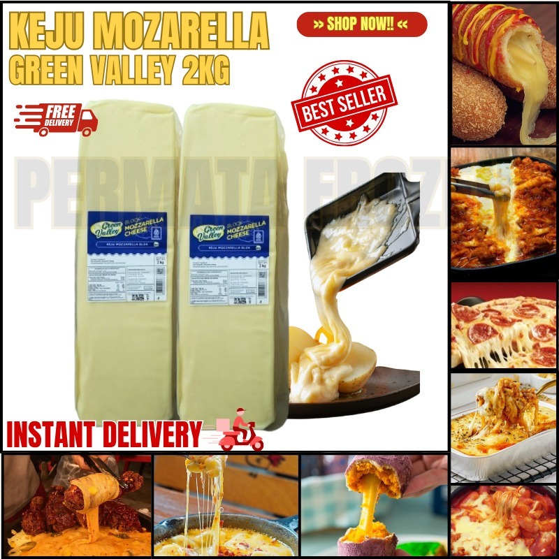 

Keju Mozarella Green Valley / Keju Mozarela 2kg Murah Original / Topping Pizza