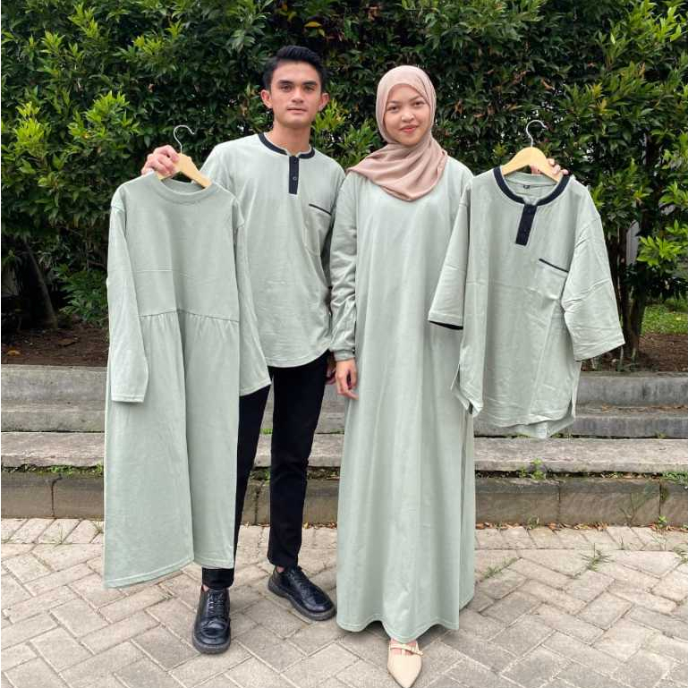 Baju Gamis Couple Keluarga Kekinian Brisa Couple BO Bahan Kaos Katun Combed Size M L XL XXL XXXL Baj