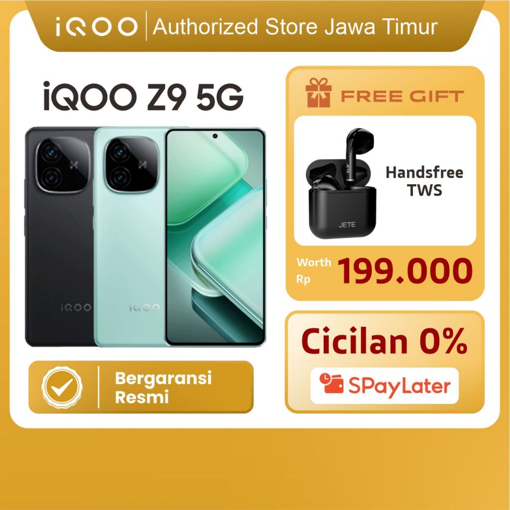 iQOO Z9 5G 8/128GB | 8/256GB  [+8GB Extended RAM] Garansi Resmi,Snapdragon 7 Gen 3, 6000 mAH, 144Hz AMOLED (4500 nits), Sony IMX882