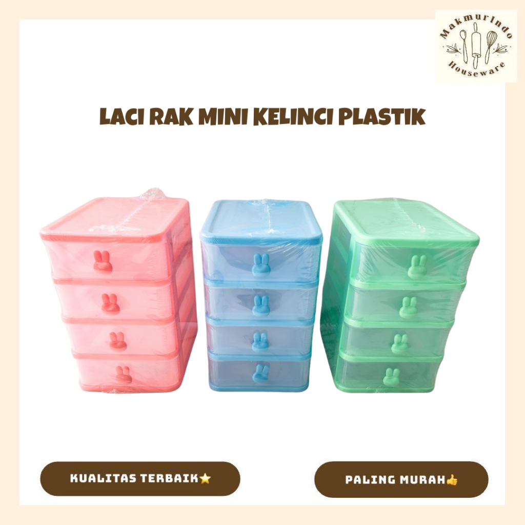 Laci Penyimpanan Rak Kosmetik Kelinci Plastik Susun 3 Susun 4 - MAKMURINDO HOUSEWARE