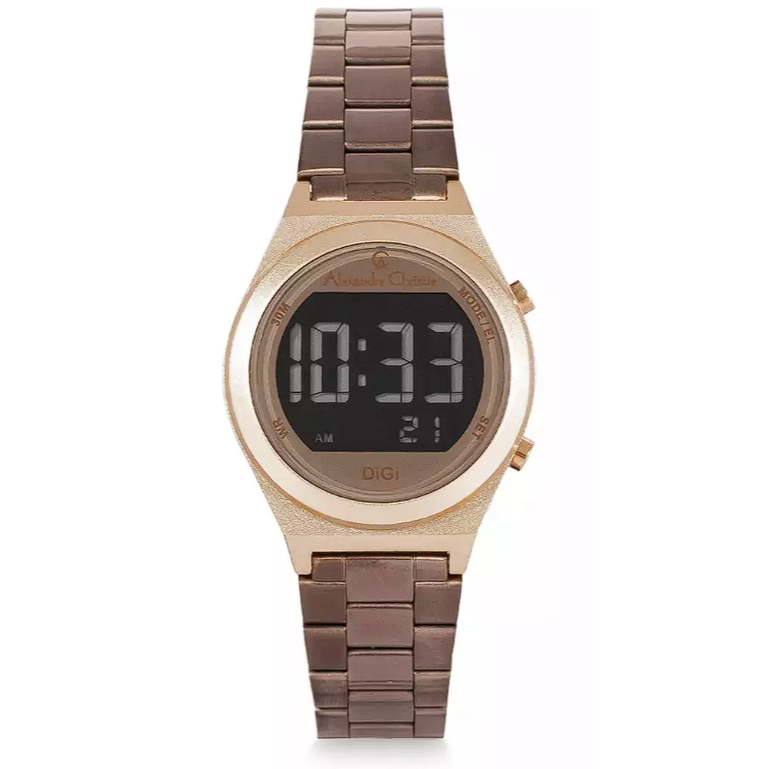 Alexandre Christie AC 9385 LHBROBO Coklat Rosegold Original / Jam Tangan Wanita Digital Rantai