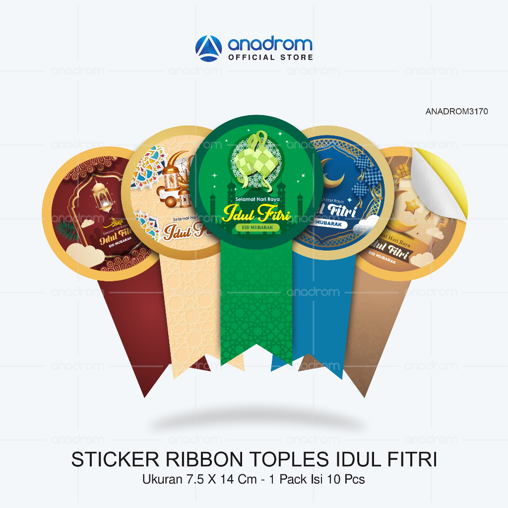 

Sticker Ribbon Toples Kue Idul Fitri | Sticker Toples Kue Eid Mubarak | Anadrom 3170