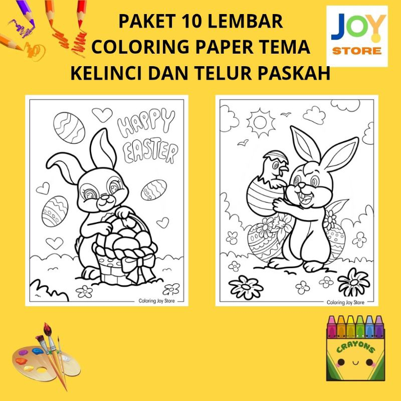 

PAKET 10 Lembar Kertas Gambar Mewarnai Tema Kelinci dan Telur Paskah Ukuran A4 150 gsm - Coloring Paper 002