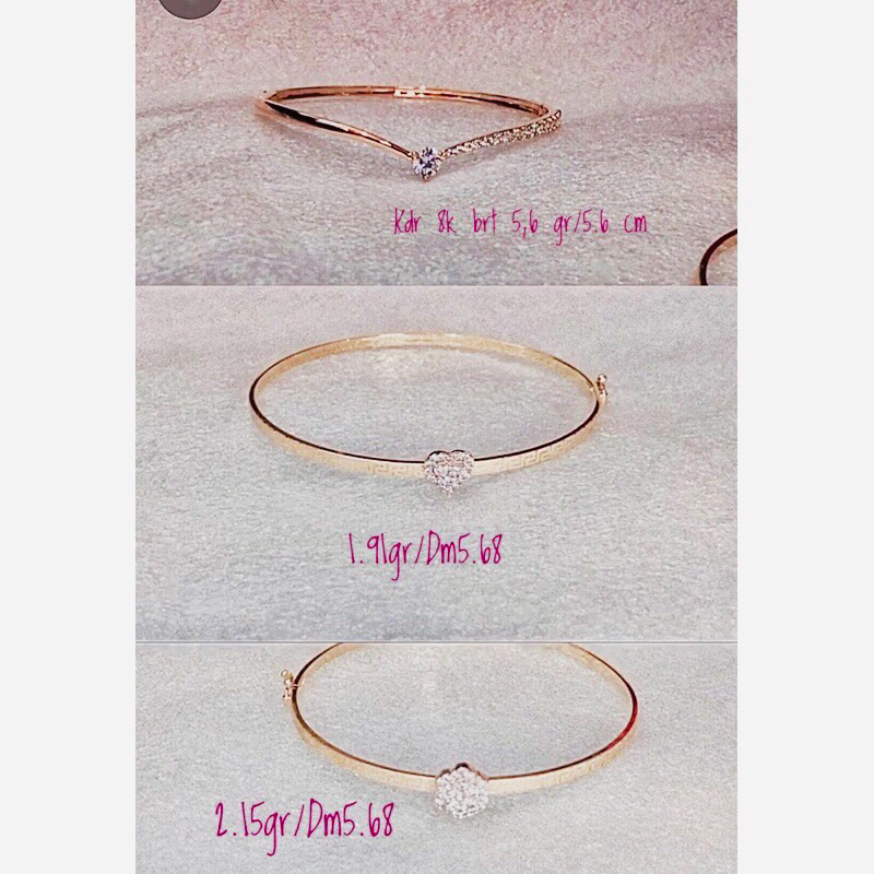 Gelang Emas Batu Putih Kadar 8K