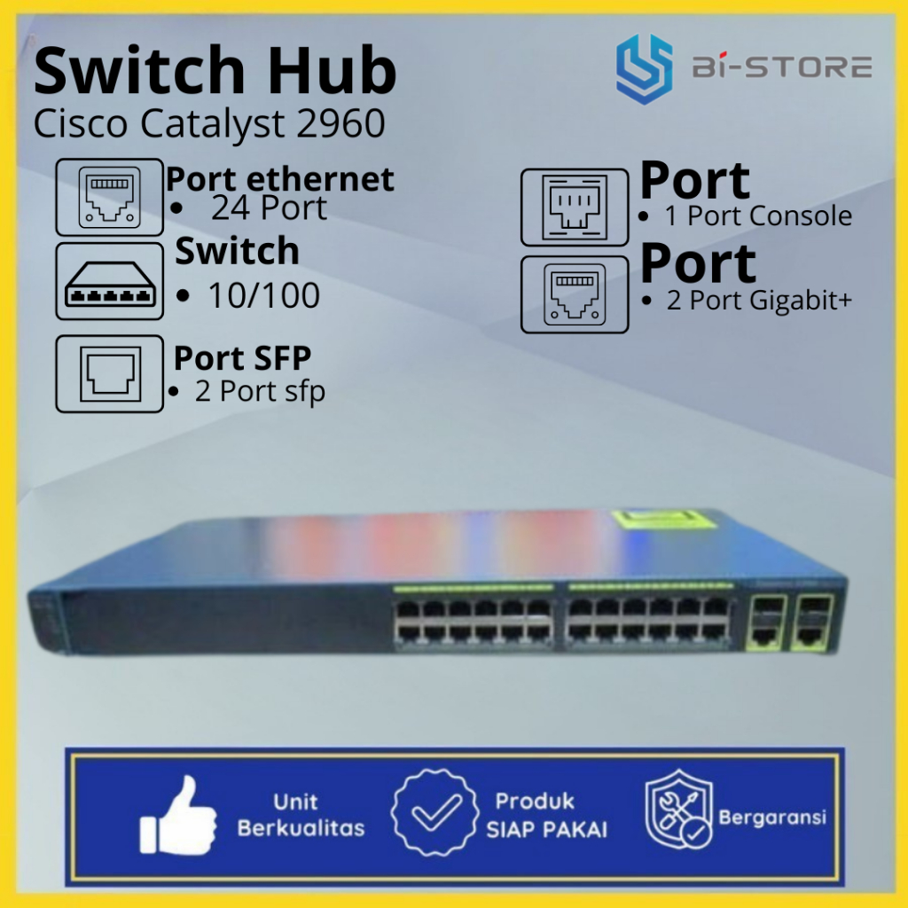 Switch Hub Manageable 24 Port Cisco 2960 Support Vlan Fungsi Normal