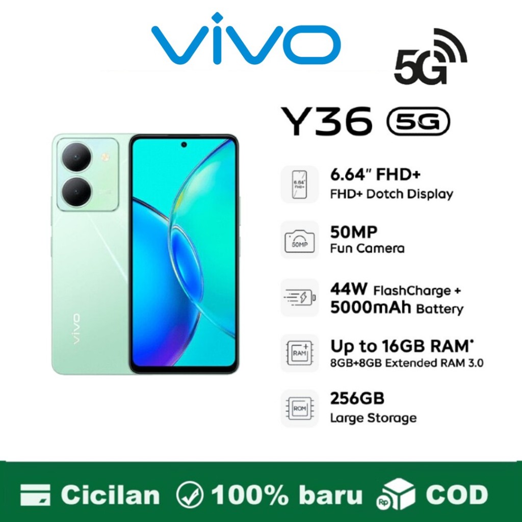 5G HP VIVO Y36 RAM8 256GB fast charging 6.64-inch handphone