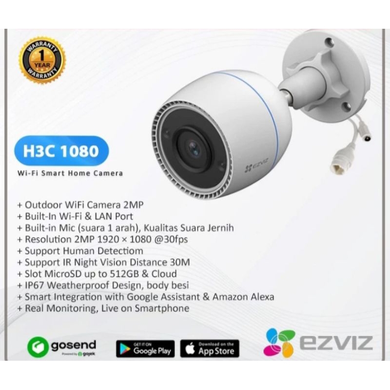 EZVIZ C-3W H3C 1080P EXRTA WIFI RANGER IP CAMERA CCTV OUTDOOR AUDIO