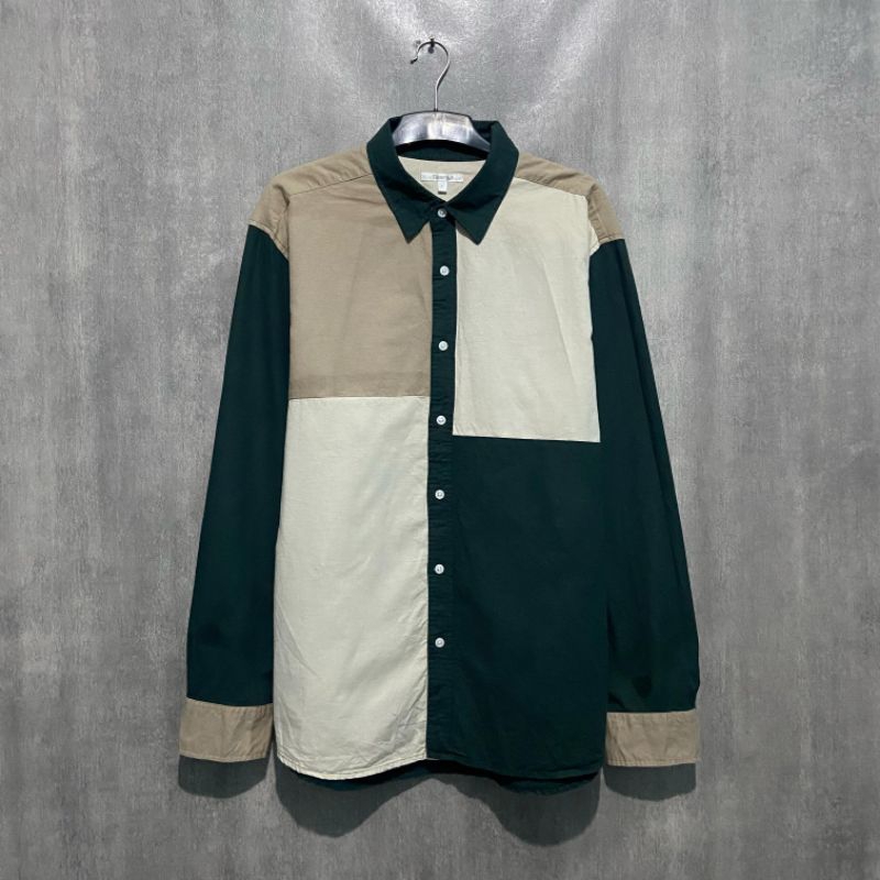 Kemeja Colour Block 3 Warna Size 3L / Kemeja Pria / KMJ92