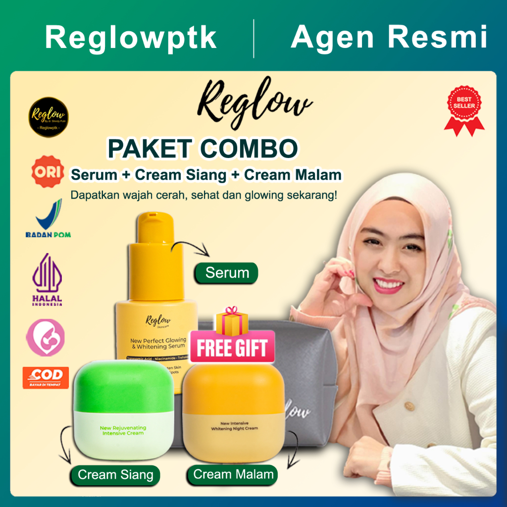 REGLOW PAKET COMBO Serum + Cream Siang + Cream Malam Night Cream Day Cream Rejuvenating Insentive Cr