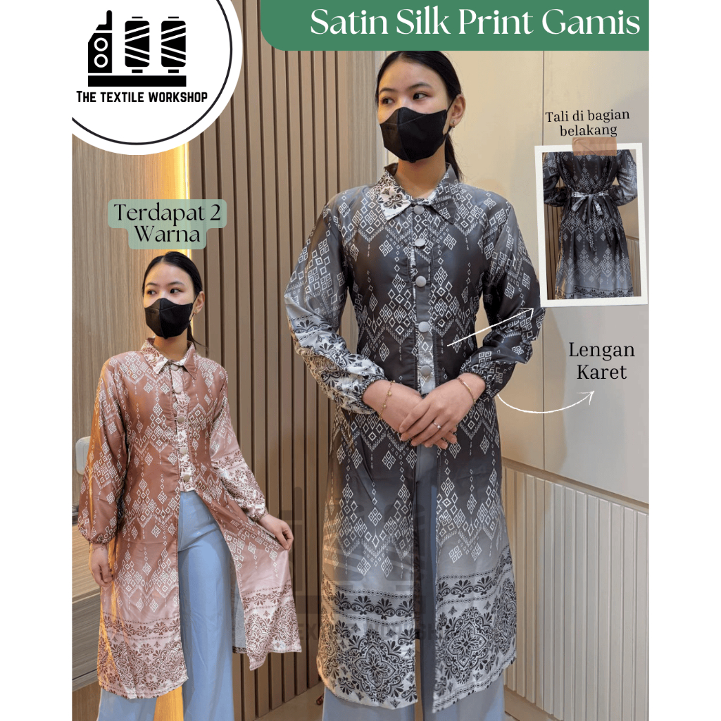Gamis Premium Sutra Satin Motif Lebaran Malaysia Model Terbaru