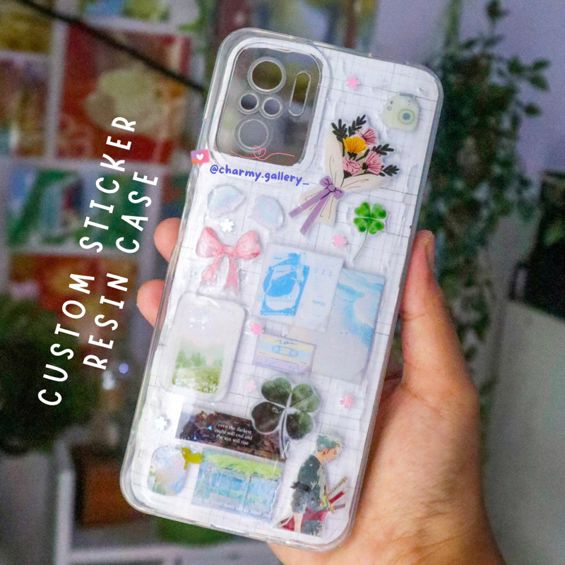 Custom Sticker Resin Case - Charmy Gallery, casing hp custom, casing hp aesthetic limited edition, c