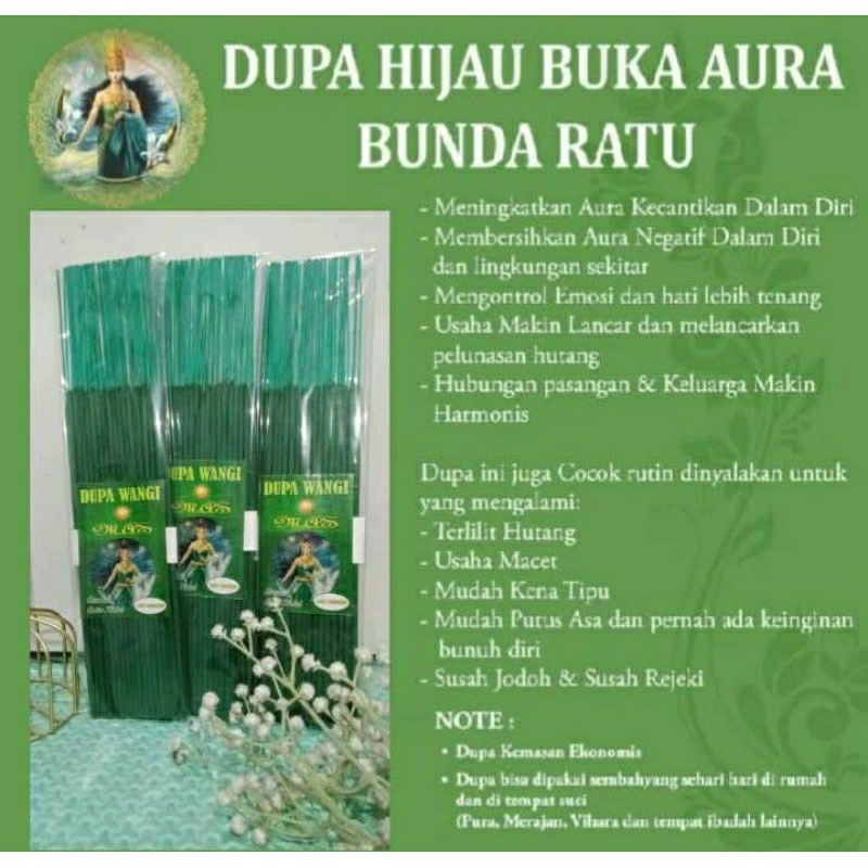 Dupa/Hio batang KANJENG BUNDA RATU KIDUL aromatic SEDAP MALAM 120g hijau