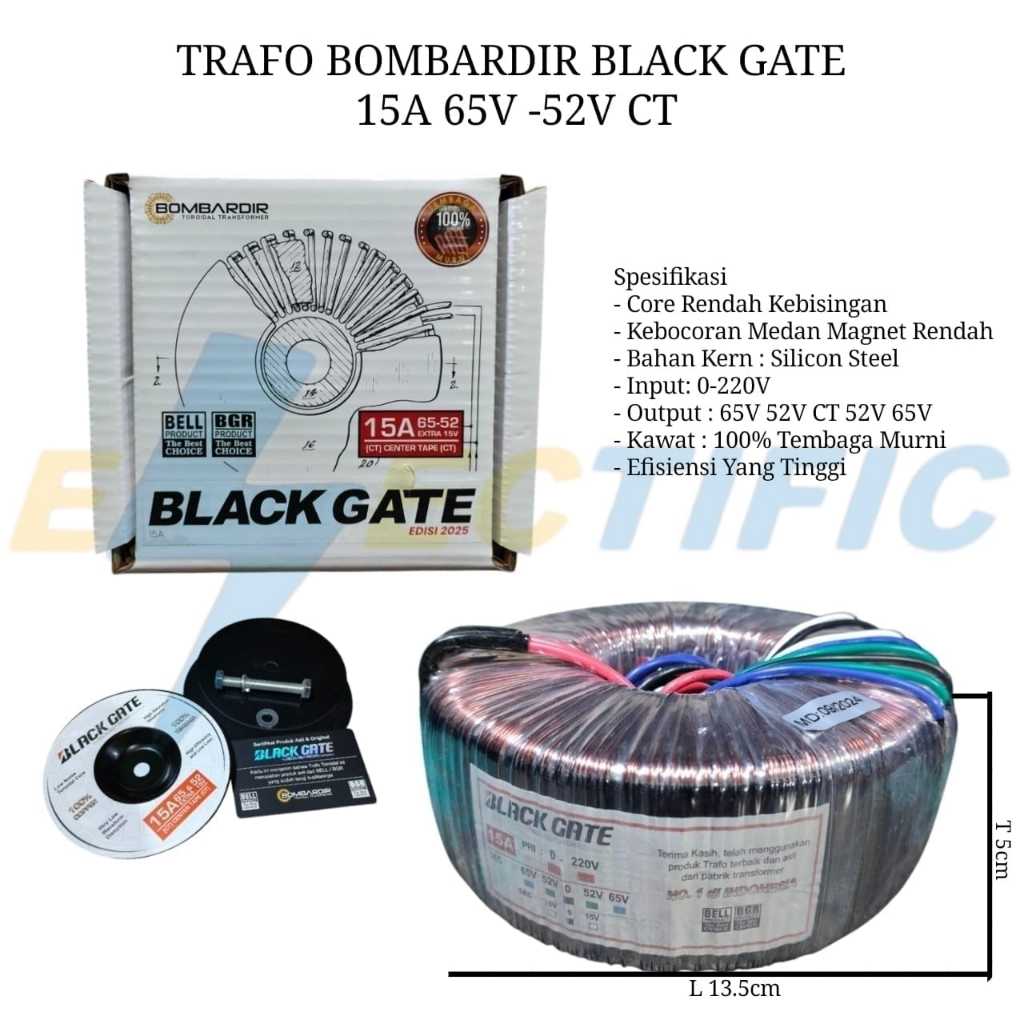 TRAFO TRAVO TOROID BLACK GATE 15 A CT-65V & 52V TRAVO DONAT BOMBARDIR BLACK GATE 15A 65 / 52V CT EXT