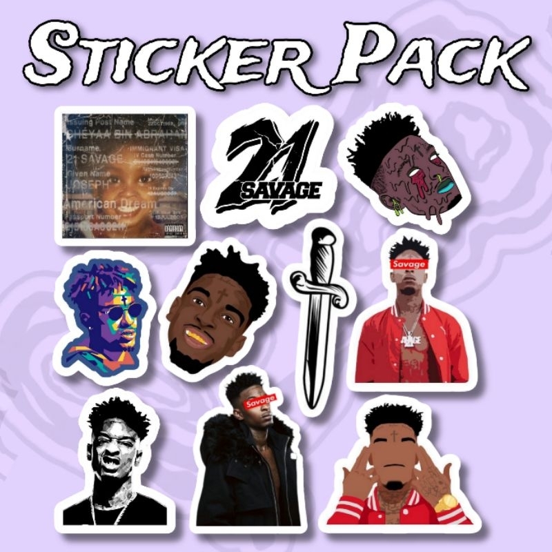 

Sticker Pack 21 Savage isi 10 pcs vinyl waterproof