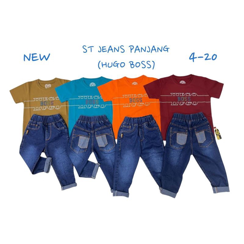 (GUGO) SETELAN ANAK LAKI LAKI TANGAN PENDEK CELANA JEANS/SETELAN GUGO SIZE 4.6.8.10.12.14.16.18.20