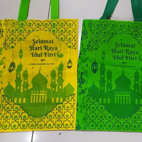 

12 PCS TAS LEBARAN / GOODIEBAG IDUL FITRI SABLON 4 SISI 30X40X8