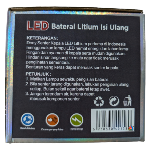 NR Senter Kepala Dony KL-158 (20 Watt) / Dony Senter Kepala KL158 / KL 158 [Cahaya Putih / Kuning]