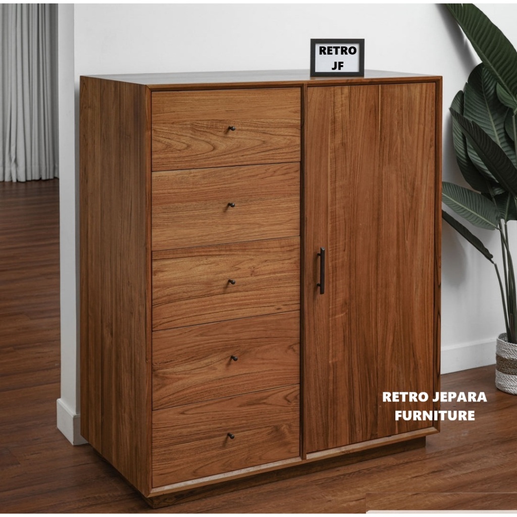 Lemari Pakaian minimalis kayu jati, Lemari baju kayu jati, Almari pakaian anak jati solid