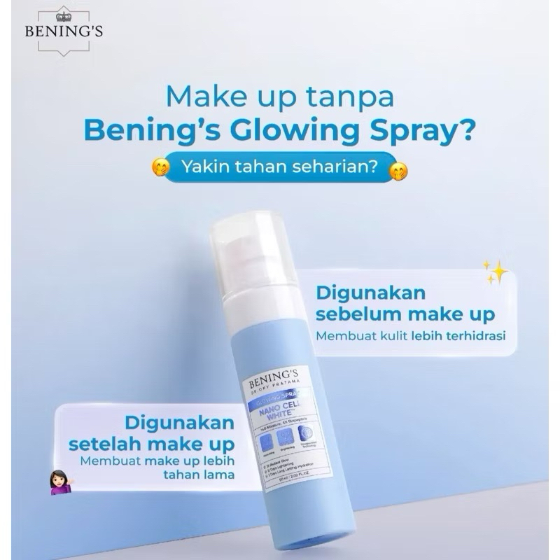BENING’S GLOWING SPRAY NANO CELL WHITE | BENINGS MENGHIDRASI WAJAH ( HYDRATING MAKE UP MIST )