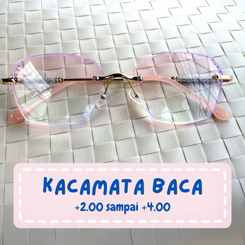 Kacamata baca wanita anti radiasi blueray lensa pink