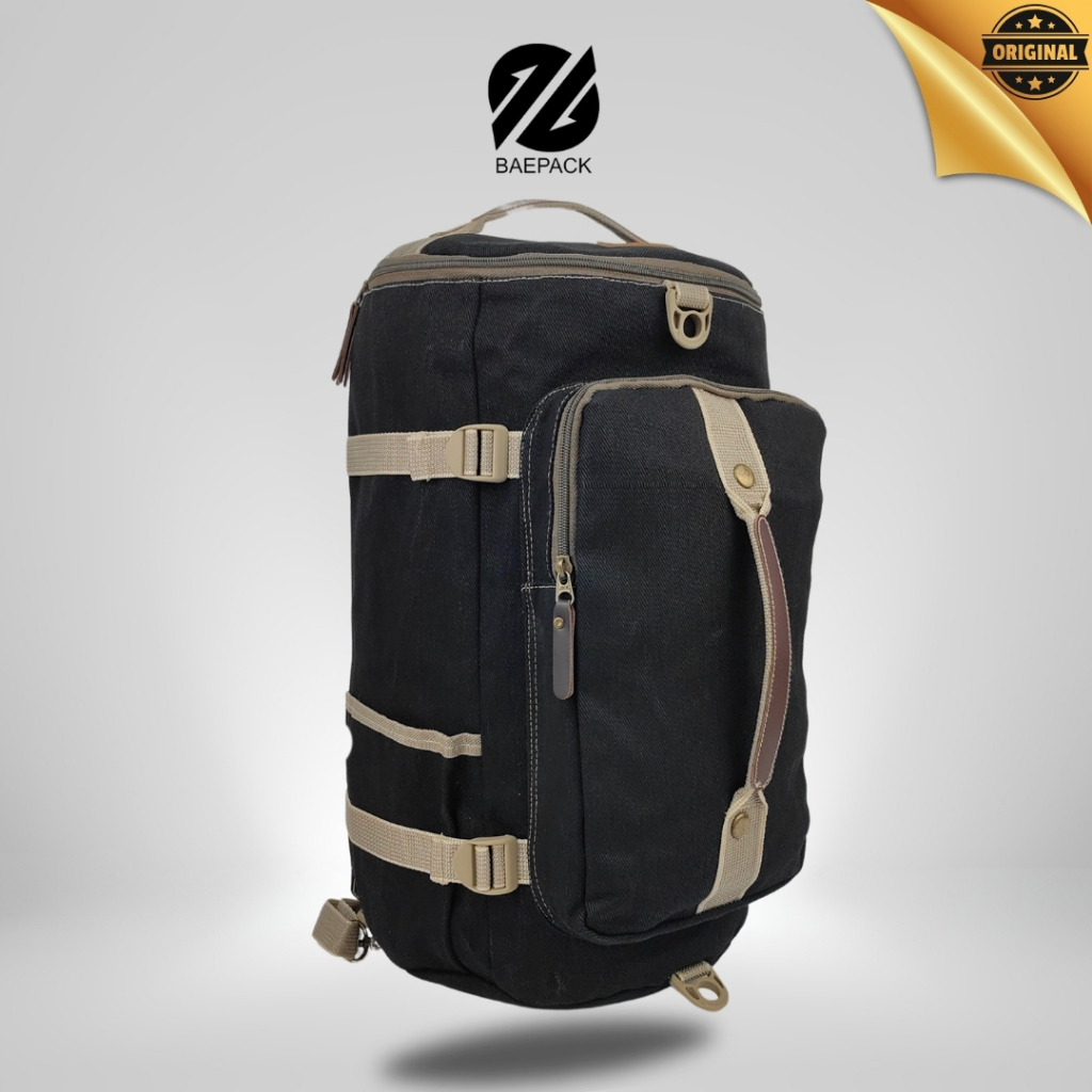 Baepack Tas Duffle Traveling Tactical ala TNI BRIMOB Pria Kanvas Besar Seri Jaguar Original Hitam Ta