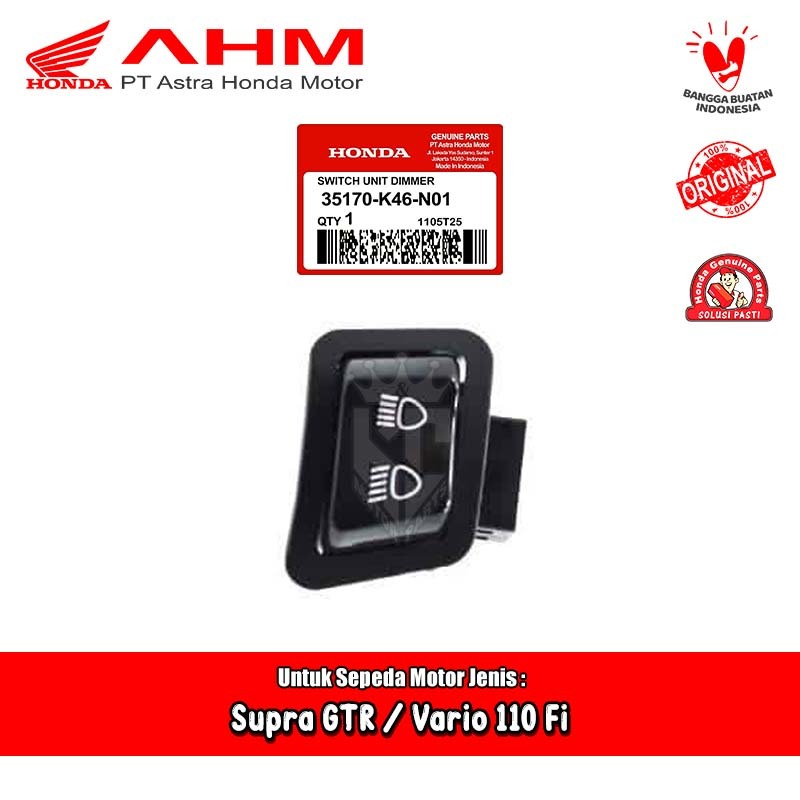 Tombol Saklar Lampu Dim Honda Vario 110 Fi Supra GTR 150 Original AHM 35170-K46-N01