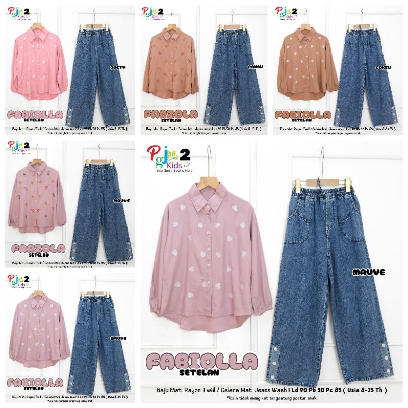 FARZOLA, FABIOLLA, BELQIS, RAFAELA One Set Remaja Jeans Wash Ori (Atasan & Rok) || ORI BERLABEL PGJ 