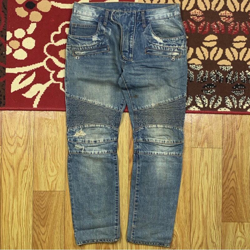 BIKERS DENIM PANTS BALMAIN SIZE 32 | DENIM PANTS BALMAIN RIDER | JEANS BALMAIN | CELANA DENIM BALMAI