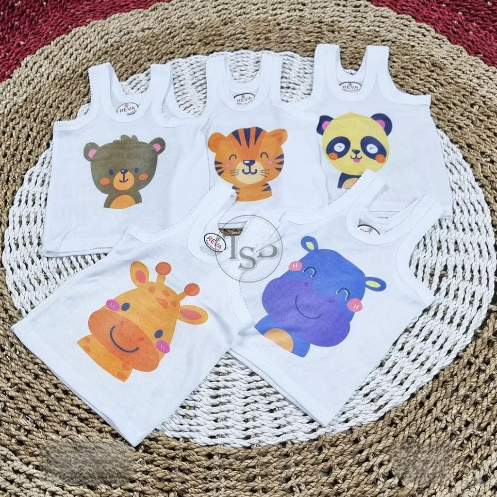 GROSIR 6-12 Pcs Singlet Anak Polos Reva // Singlet Anak Sablon Karakter Lucu