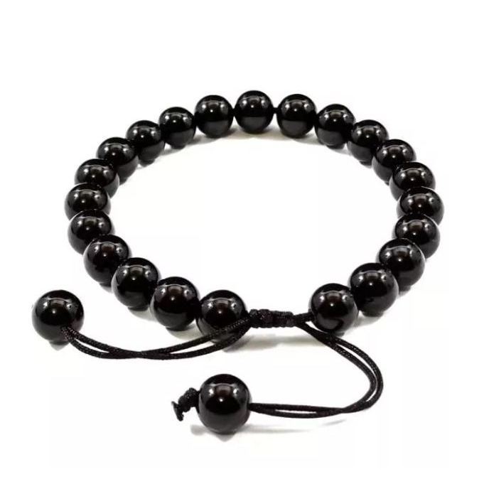 Gelang Tasbih Batu Giok Kesehatan - Gelang Tangan Pria Wanita Batu Giok Hitam Asli