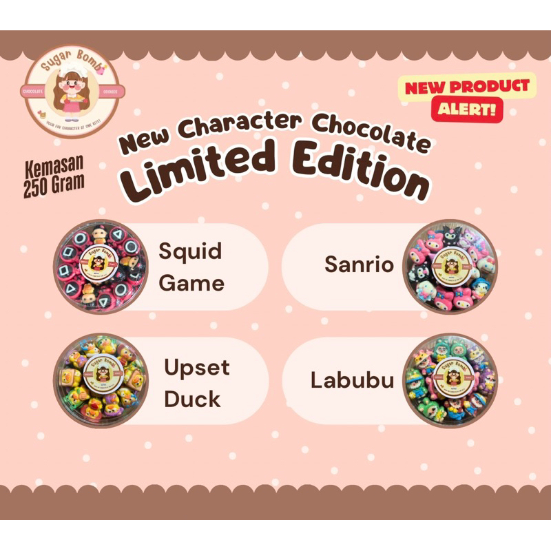

Coklat Karakter Sanrio | Squid Game | Labubu | Upset Duck | Coklat viral