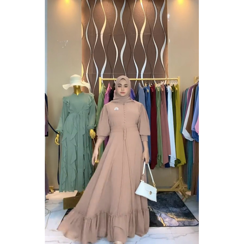 Dress Abaya Coklat Mahogany Tua Mocca Tua by Andira Ameera (Harap Baca Deskripsi)