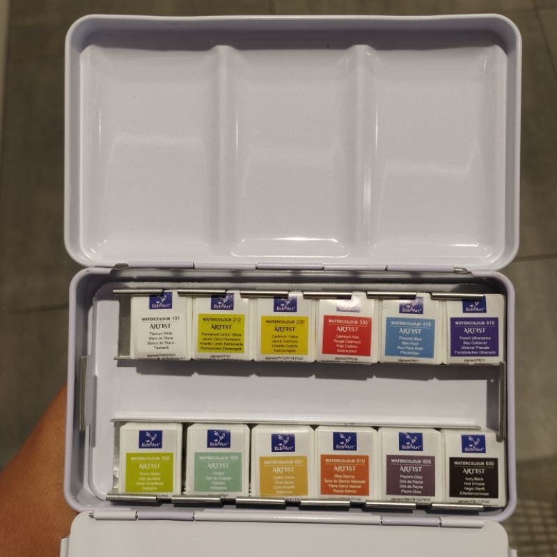 

WATERCOLOR MURAH IMPORT EUROPE SEKELAS WINSOR AND NEWTON 24 WARNA CAT AIR KALENG HALFPAN