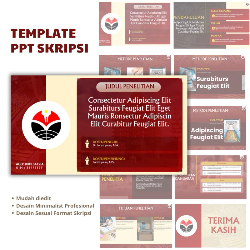 Template PPT Skripsi & Seminar Proposal  | Template PowerPoint Tugas Kuliah & Kelompok | Template PP