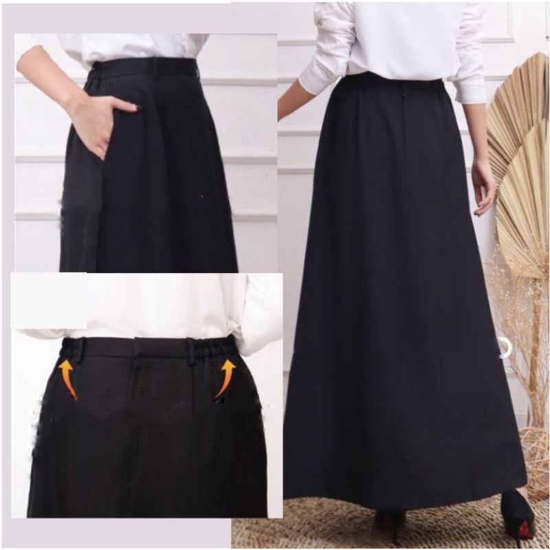 Rok kerja A Line maxi // Rok hitam formal premium